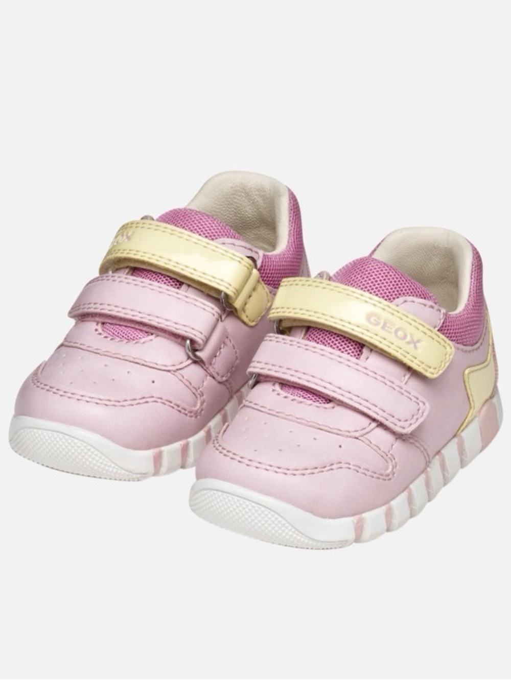 Geox Pink Sneakers with Pale Yellow Strap Accents